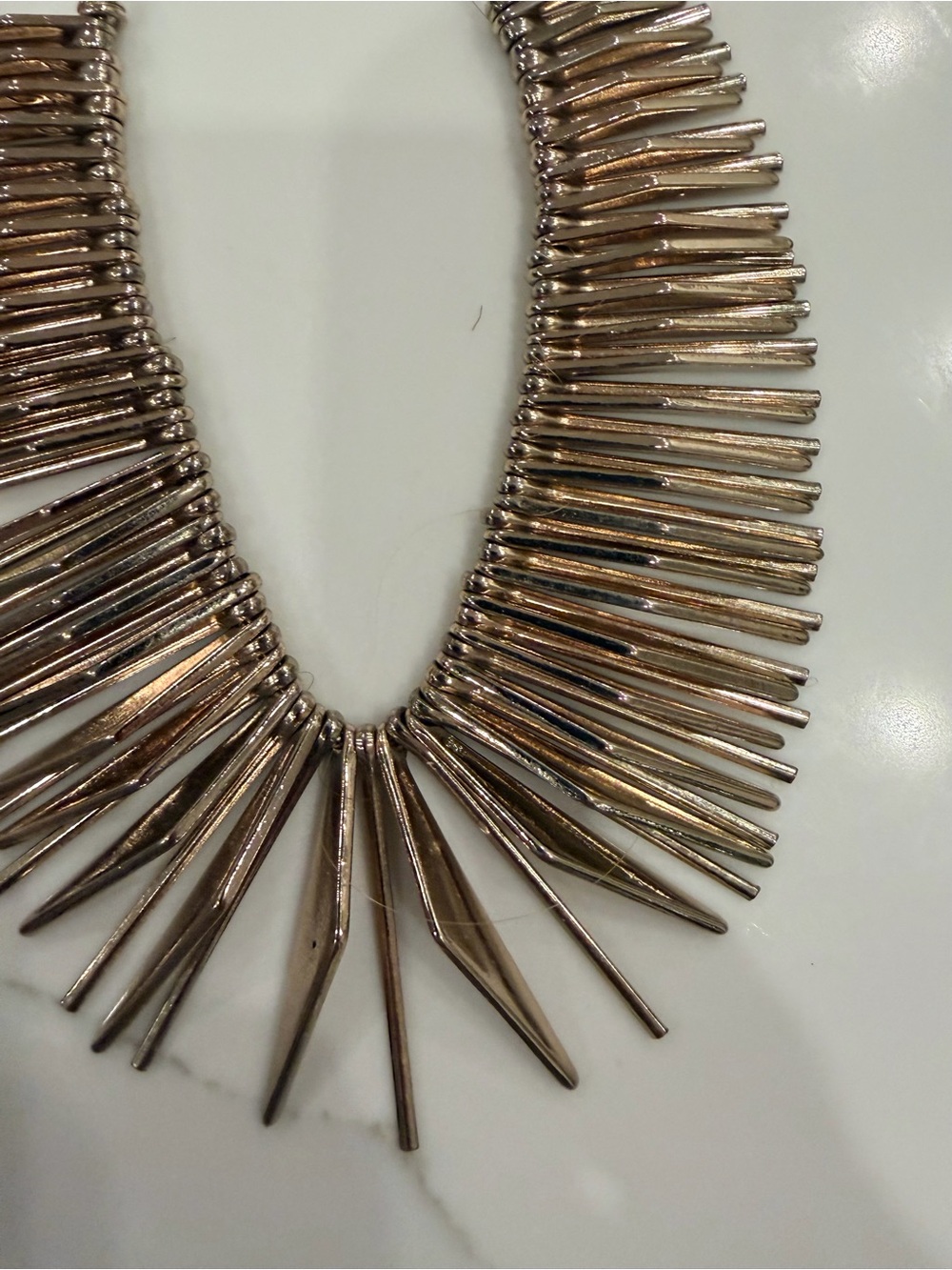 Gold Fringe Statement Necklace Bib Necklace Modern Metallic - Women Jewelry